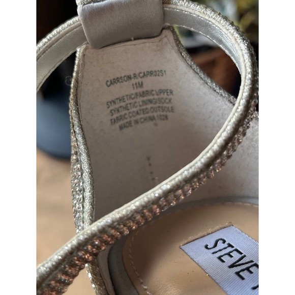 Steve Madden Carrson Rhinestone Ankle Strap Block Heel Silver 11M - Picture 8 of 8